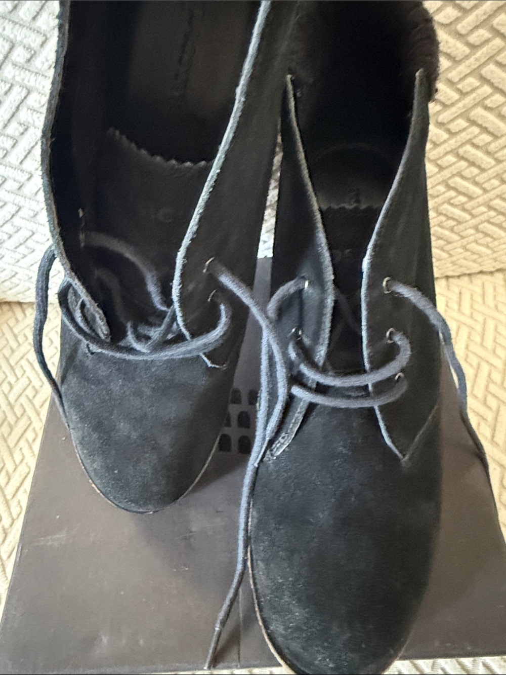 Lacoste Black Suede Lace-Up Heeled Boots - Picture 2 of 5